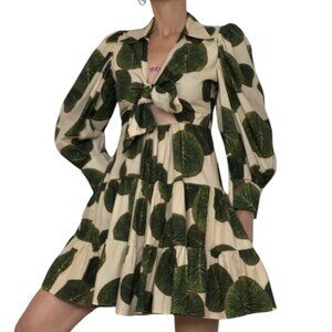 Mia De Dios Mini Dress XS Green Tropical Leaf